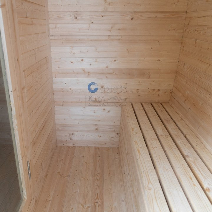 Luxury Outdoor Square Dry and Wet Steam Panoramic Glass 2-4 Person Cubic Sauna Room