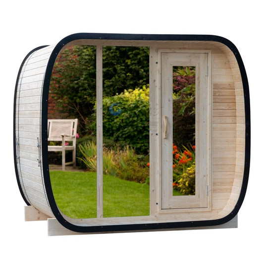 Luxury Outdoor Square Dry and Wet Steam Panoramic Glass 2-4 Person Cubic Sauna Room