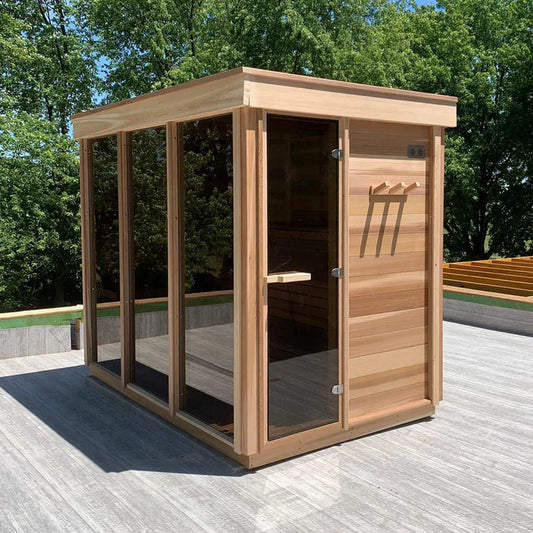 Canadian Red Cedar / Hemlock 4 Person Modern Sauna Box Outdoor Sauna Rooms