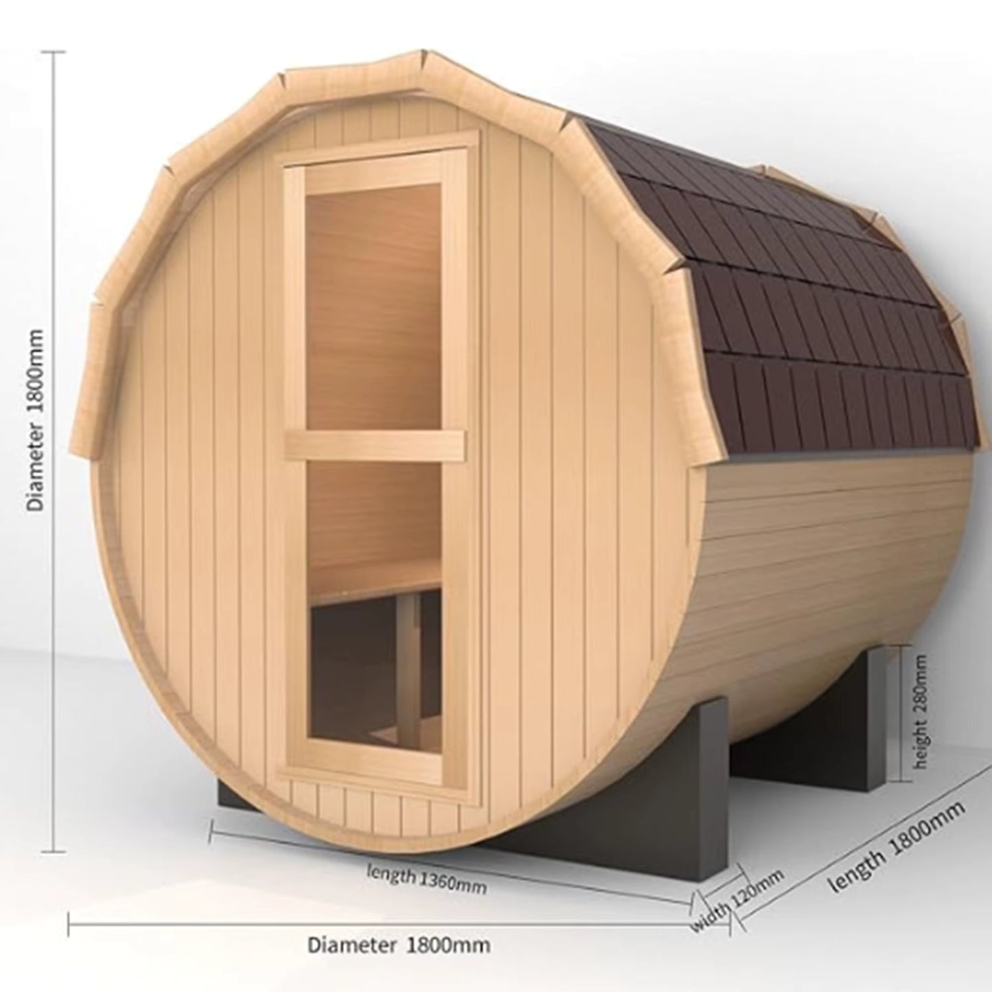 SaunasEnvy Outdoor Traditional Round Sauna Room  3β4 Person