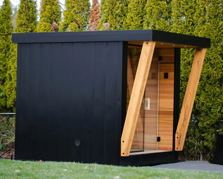 Cedar Cabin Sauna - 4 Person Outdoor Square Traditional Sauna Spa Room for Stress Relief