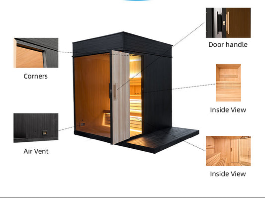 6 Person Outdoor Sauna Wood Cube Canada Red Cedar Wood Sauna Room Outdoor Garden Square Sauna Room
