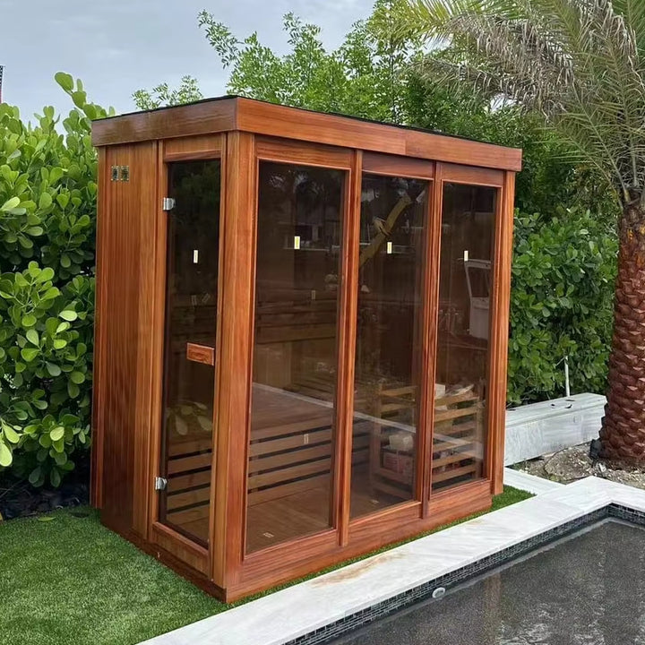 Canadian Red Cedar / Hemlock 4 Person Modern Sauna Box Outdoor Sauna Rooms