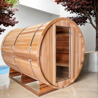 SaunasEnvy Modern Outdoor Barrel Sauna – 6 Person