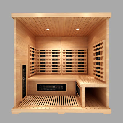 SaunasEnvy 3-4 People V-Health Infrared Sauna Room – Folding Seat Edition