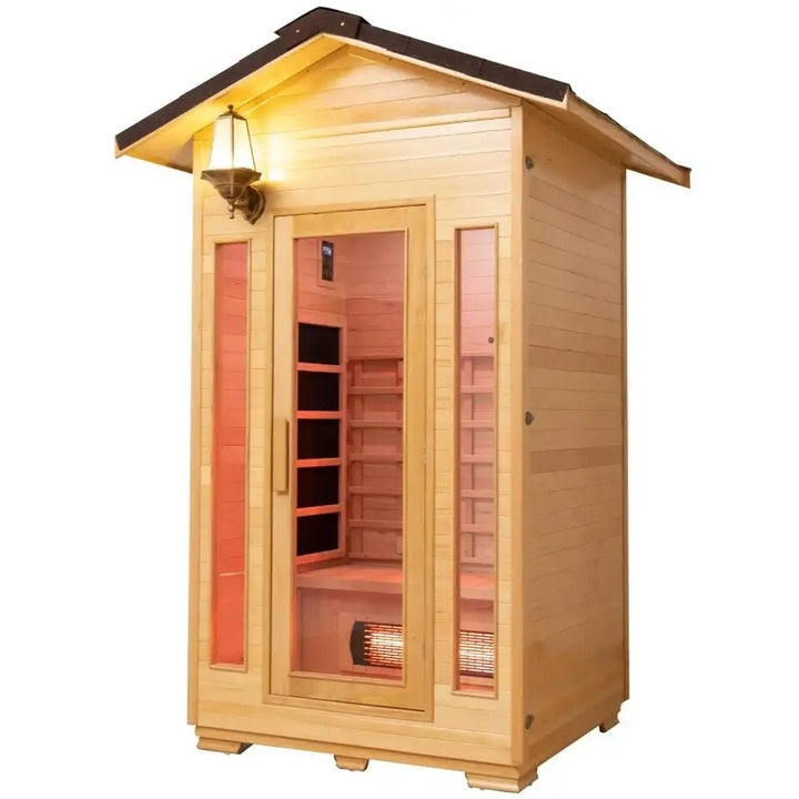 Good Quality Solid Wood Small Size Far Infrared Sauna Room Outdoor Waterproof Dry Sauna Suitable for 1-2 People