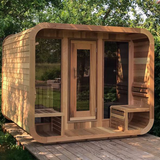 Traditional 6-Person Outdoor Sauna Room 6kW Stove Red Cedar Square Sauna House Far Infrared Steamer Includes Control Panel
