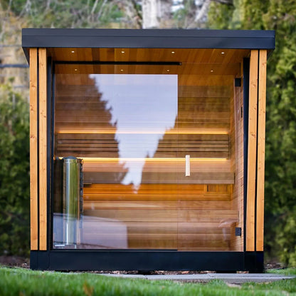 Cedar Cabin Sauna - 4 Person Outdoor Square Traditional Sauna Spa Room for Stress Relief