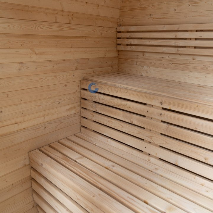 KEYA New Outdoor Sauna Room Cube Sauna With Stove Cedar Sauna for 2-4 Persons