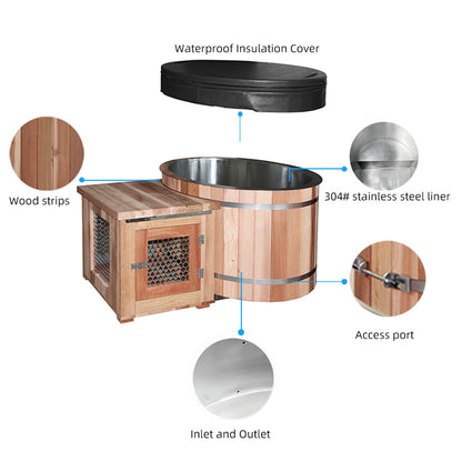 SaunasEnvy Cold Plunge Tub – Round Cedar Ice Bath for 1–2 People