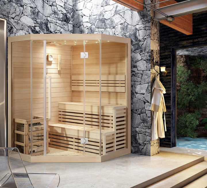 Good Quality Indoor Wooden Sauna Cabin Dry Steam Sauna Room for 6 Person