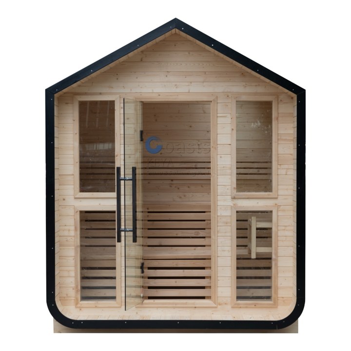 KEYA New Outdoor Sauna Room Cube Sauna With Stove Cedar Sauna for 2-4 Persons