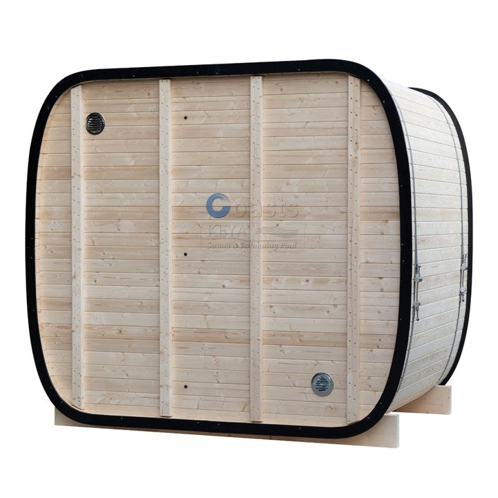 Luxury Outdoor Square Dry and Wet Steam Panoramic Glass 2-4 Person Cubic Sauna Room