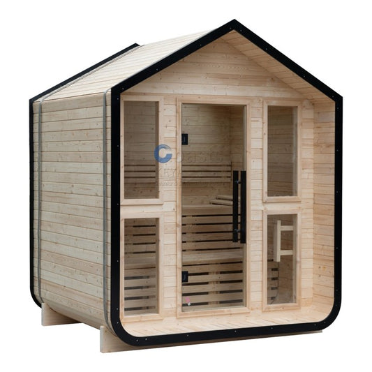 KEYA New Outdoor Sauna Room Cube Sauna With Stove Cedar Sauna for 2-4 Persons