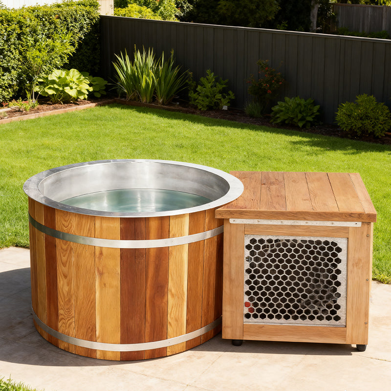 SaunasEnvy Cold Plunge Tub – Round Cedar Ice Bath for 1–2 People