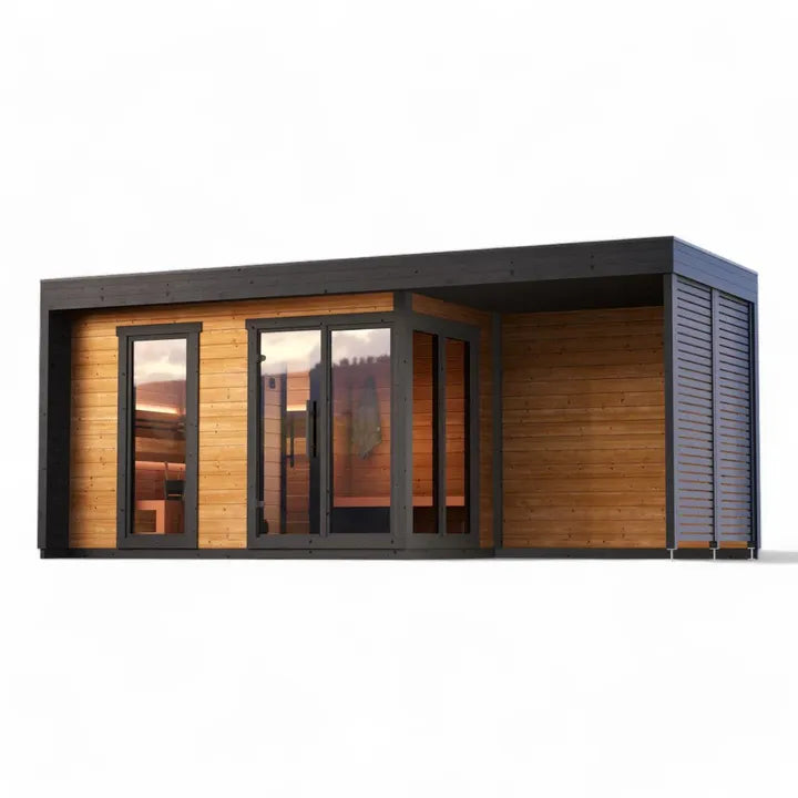 Ewinsun Luxury 2-Person Outdoor Steam Sauna Room Modern Design Bath Shower for Villas Electric Heating Pine Solid Traditional
