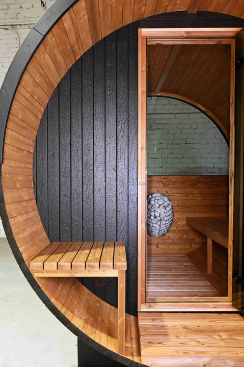 Outdoor Luxury Half Glass View Barrel Sauna Cedar Wood Large Size Sauna for Garden
