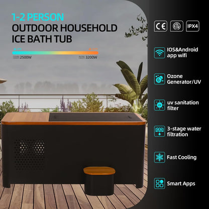 SaunasEnvy Cold Plunge Recovery Tub – 1 Person Hydrotherapy Spa