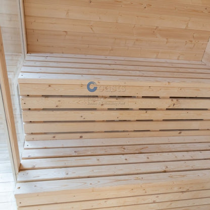 Luxury Outdoor Square Dry and Wet Steam Panoramic Glass 2-4 Person Cubic Sauna Room