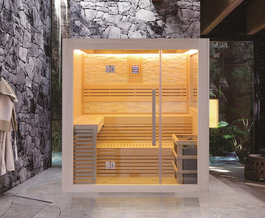 Good Quality Indoor Wooden Sauna Cabin Dry Steam Sauna Room for 6 Person
