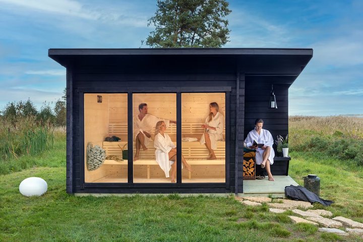 Wholesale Outdoor Large Size Sauna Cabin House with Glass Window Custom Sauna