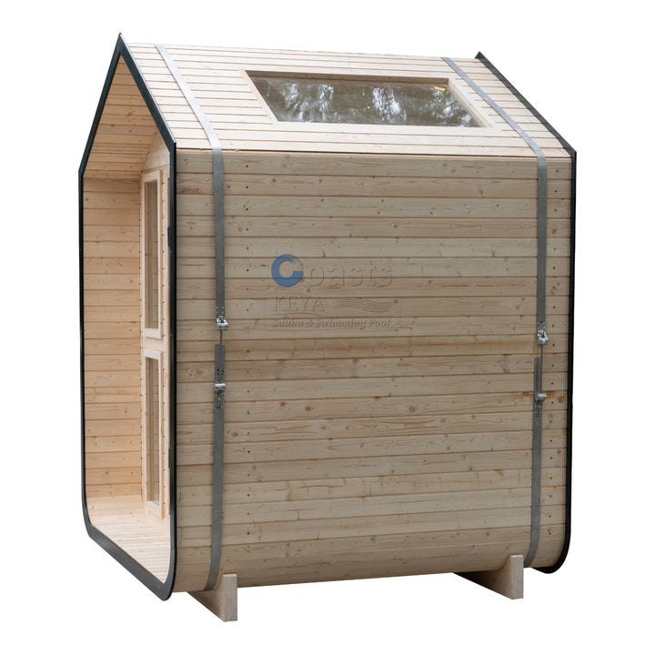 KEYA New Outdoor Sauna Room Cube Sauna With Stove Cedar Sauna for 2-4 Persons