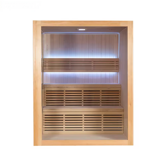 2025 YD Red Cedar Traditional Sauna - 3-4 Person Portable Steam Sauna with Double-Sided Glass
