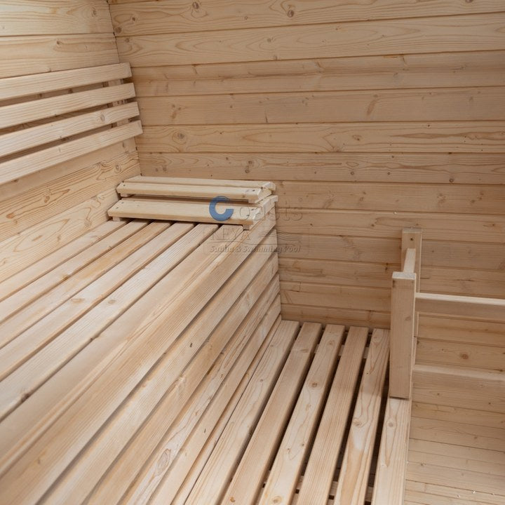 KEYA New Outdoor Sauna Room Cube Sauna With Stove Cedar Sauna for 2-4 Persons