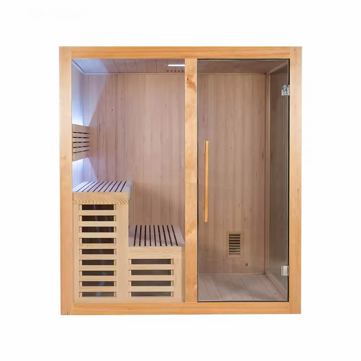 2025 YD Red Cedar Traditional Sauna - 3-4 Person Portable Steam Sauna with Double-Sided Glass