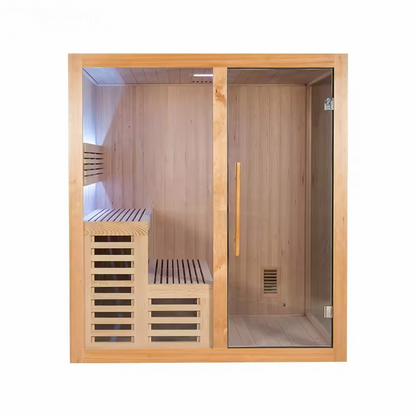 2025 YD Red Cedar Traditional Sauna - 3-4 Person Portable Steam Sauna with Double-Sided Glass