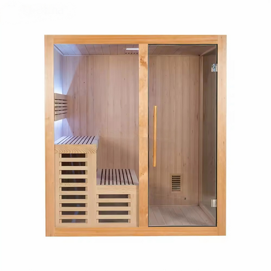 2025 YD Red Cedar Traditional Sauna - 3-4 Person Portable Steam Sauna with Double-Sided Glass