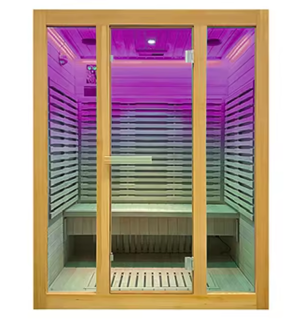 2025 Exclusive 2-Person Solid Wood Far-Infrared Red Light Sauna | Low EMF Indoor Home Spa Experience