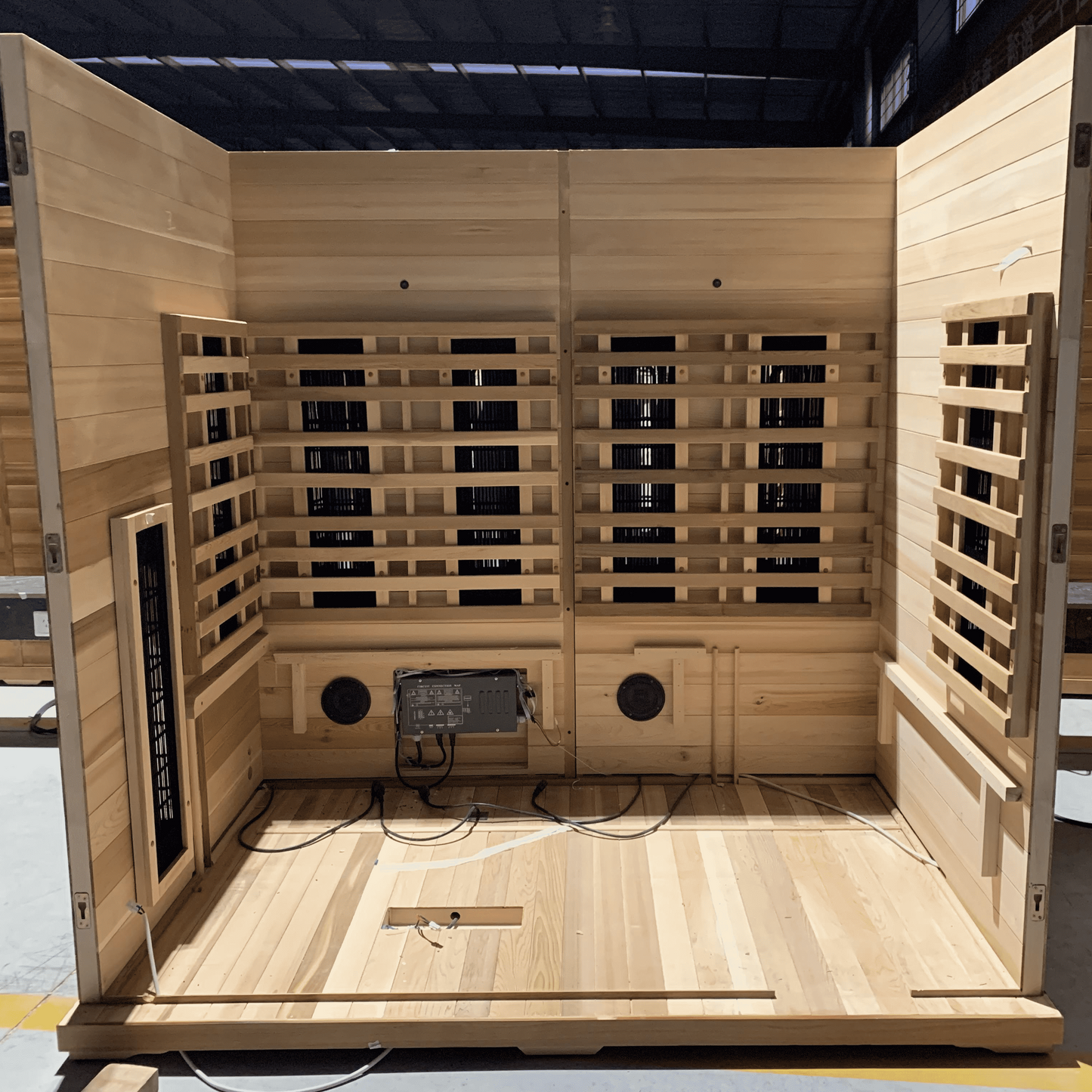 SaunasEnvy 3-4 People V-Health Infrared Sauna Room – Folding Seat Edition