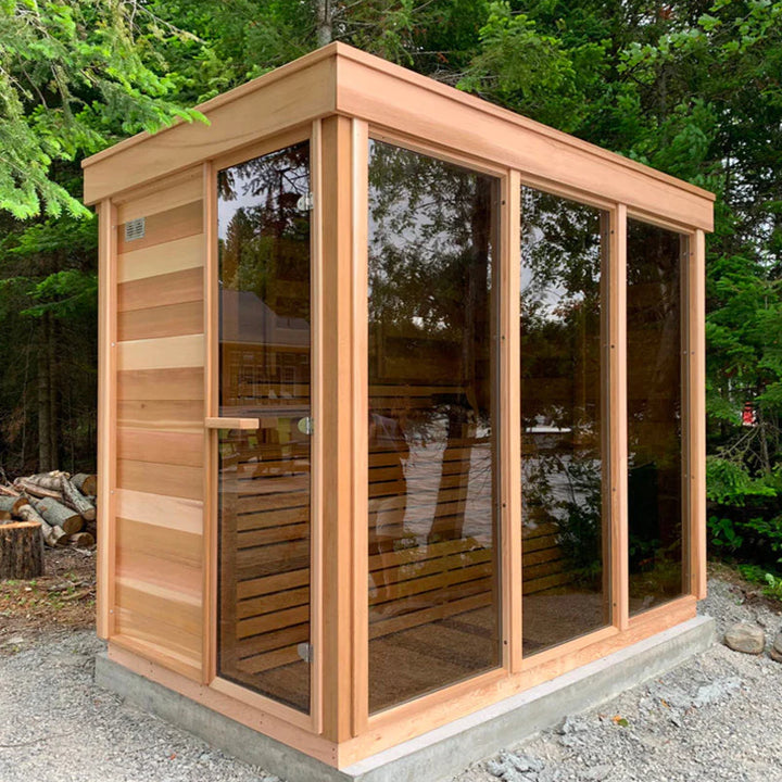Canadian Red Cedar / Hemlock 4 Person Modern Sauna Box Outdoor Sauna Rooms