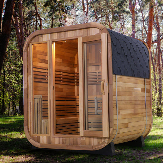 Fashion Wood Outdoor Cube Sauna Room Wet Steam Sauna Room 4~6 Person Size Sauna