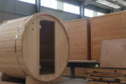SaunasEnvy Modern Outdoor Barrel Sauna – 6 Person