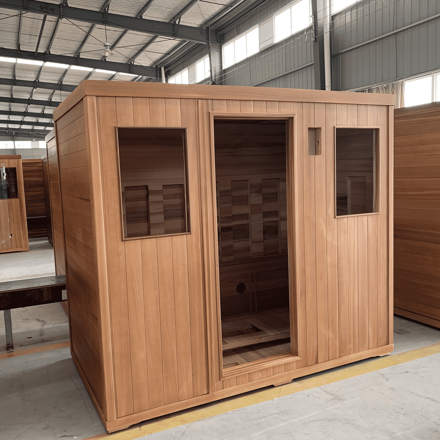 SaunasEnvy 3-4 People V-Health Infrared Sauna Room – Folding Seat Edition