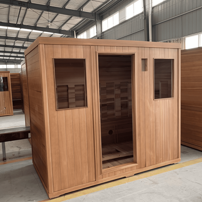 SaunasEnvy 3-4 People V-Health Infrared Sauna Room – Folding Seat Edition