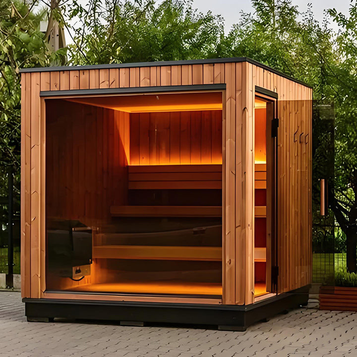 Red Cedar Wood for 4-6 People Outdoor Sauna Room