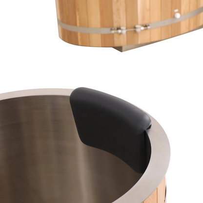 SaunasEnvy Red Cedar Cold Plunge Tub – 1 Person Ice Bath with Stainless Steel Liner