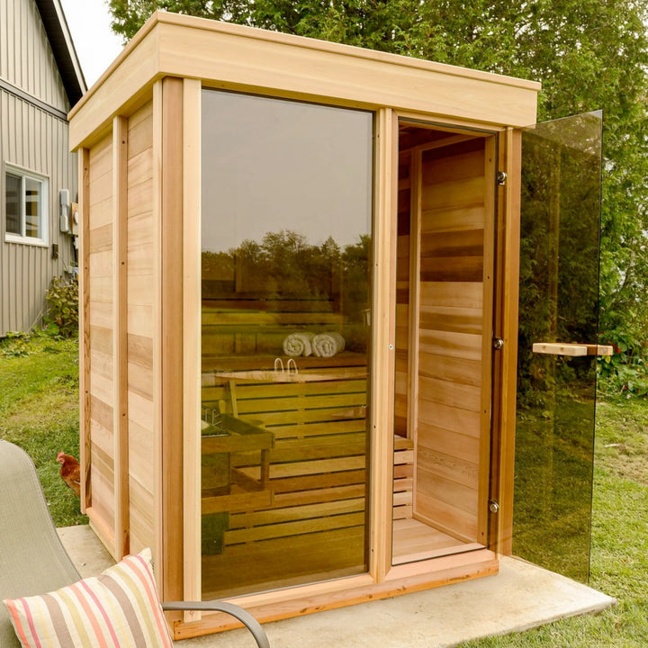 Canadian Red Cedar / Hemlock 4 Person Modern Sauna Box Outdoor Sauna Rooms