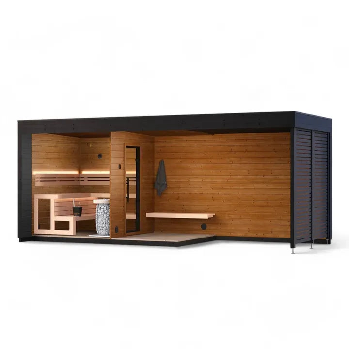 Ewinsun Luxury 2-Person Outdoor Steam Sauna Room Modern Design Bath Shower for Villas Electric Heating Pine Solid Traditional