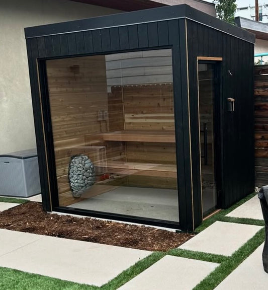 Cedar Cabin Sauna - 4 Person Outdoor Square Traditional Sauna Spa Room for Stress Relief