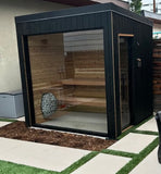 Cedar Cabin Sauna - 4 Person Outdoor Square Traditional Sauna Spa Room for Stress Relief