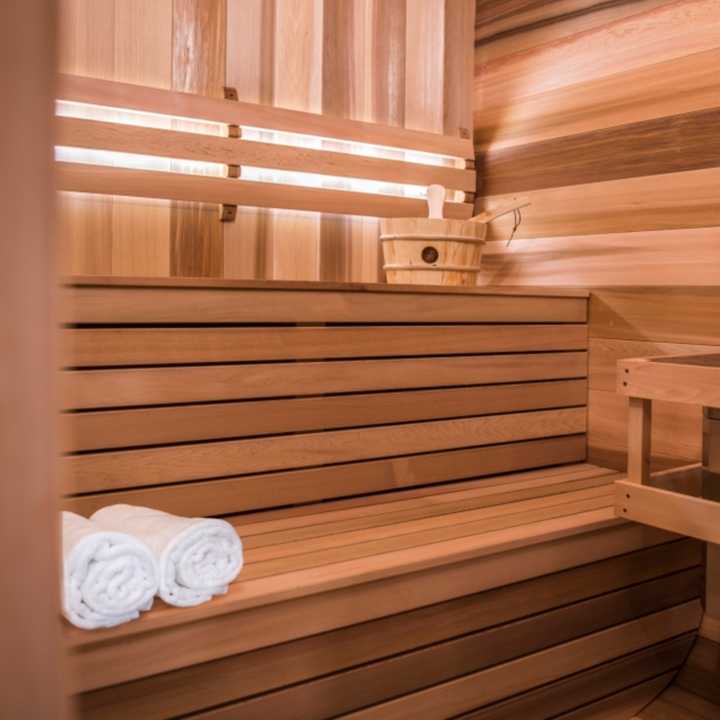 Traditional 6-Person Outdoor Sauna Room 6kW Stove Red Cedar Square Sauna House Far Infrared Steamer Includes Control Panel