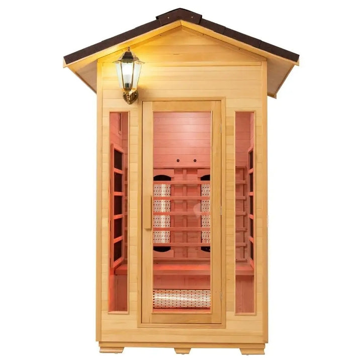 Good Quality Solid Wood Small Size Far Infrared Sauna Room Outdoor Waterproof Dry Sauna Suitable for 1-2 People
