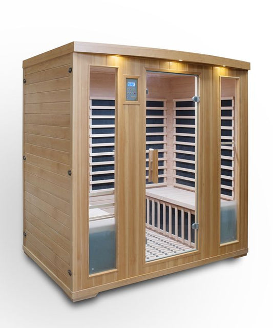 Yuandian 2025 Canadian Red Cedar 4-Person Far Infrared Sauna Steam Bath Box