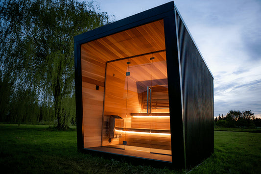 Cedar Cabin Sauna - 4 Person Outdoor Square Traditional Sauna Spa Room for Stress Relief