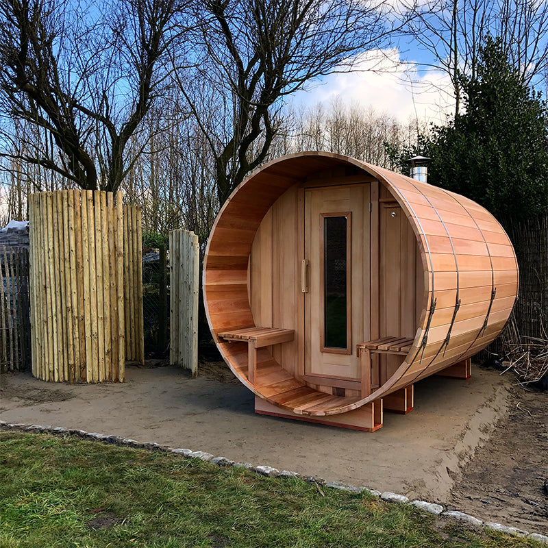 SaunasEnvy - 4-6 person outdoor cedar barrel sauna