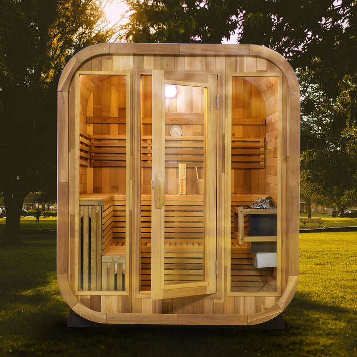 Fashion Wood Outdoor Cube Sauna Room Wet Steam Sauna Room 4~6 Person Size Sauna